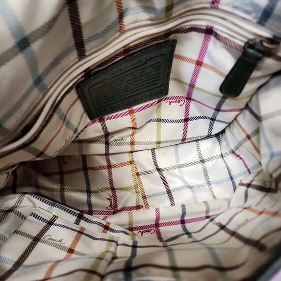 Coach Burnished Leather Bottle Green Bleecker Tattersall Legacy Shoulder Bag - Picture 9 of 14